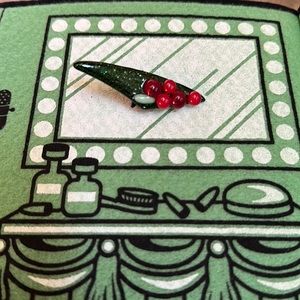 Modern Holly Berry Brooch Christmas Holiday Pin